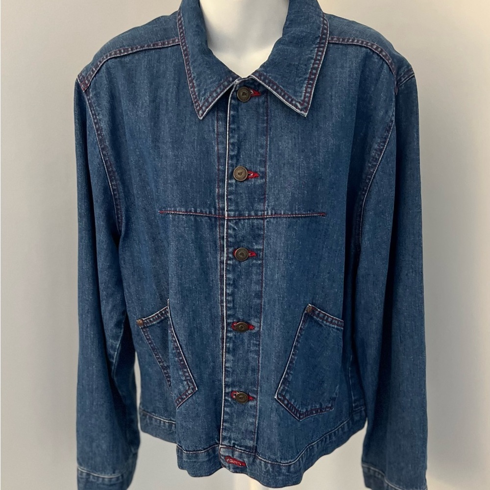 Democracy Buttondown Denim Jacket Sz. L - Picture 4 of 11